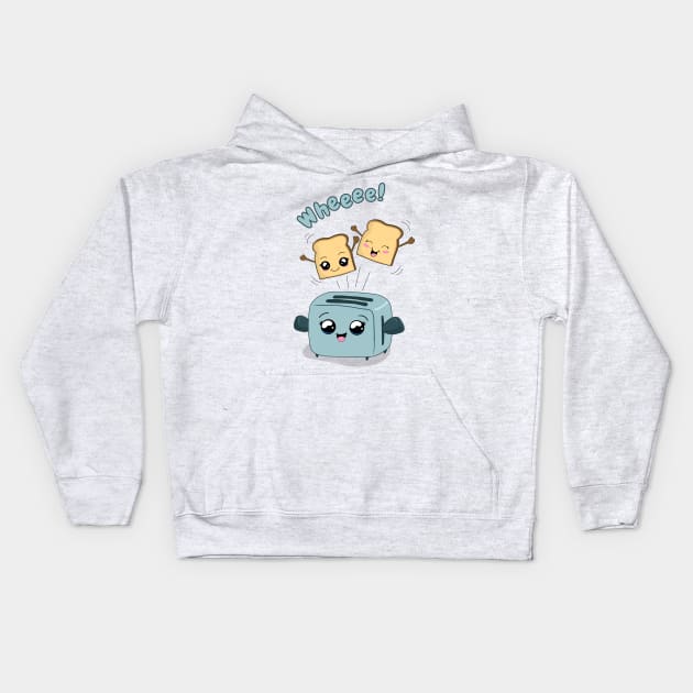 Cute Kawaii Toast and Toaster Kids Hoodie by valentinahramov